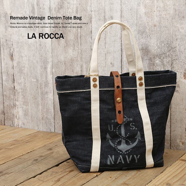 LA ROCCA】ハンドメイド一点物!!ヴィンテージデニムビッグトートバッグ