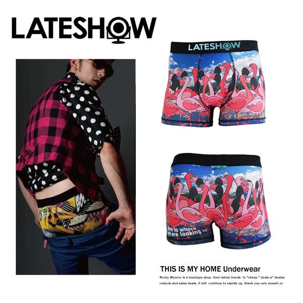 LATESHOW レイトショー】リゾートフラミンゴ柄ボクサーパンツ