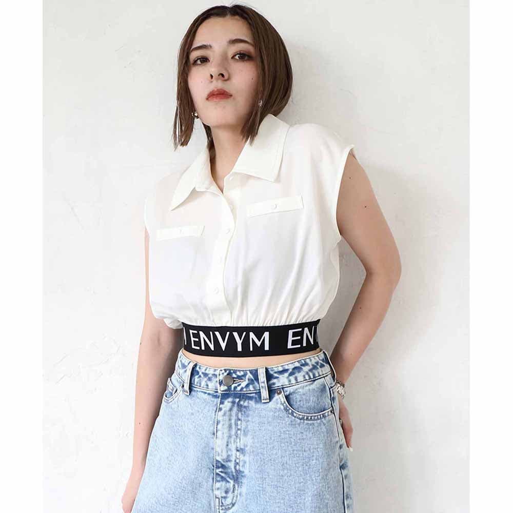 B00271 envym 茶色 アンビー ウエスト編上デザインシャツ