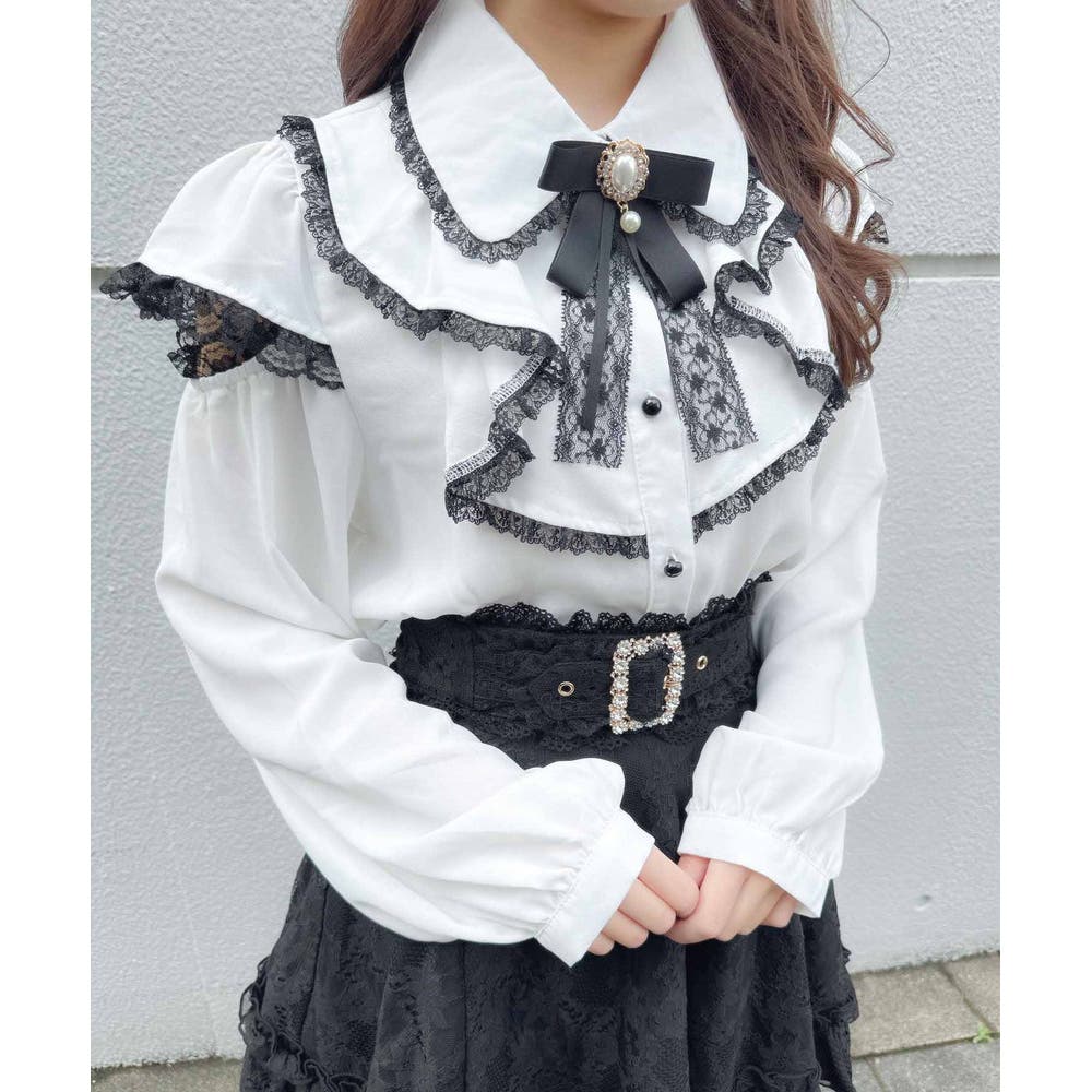 yori ぬくぬくティアードフリルブラウスホワイト 36｜長袖