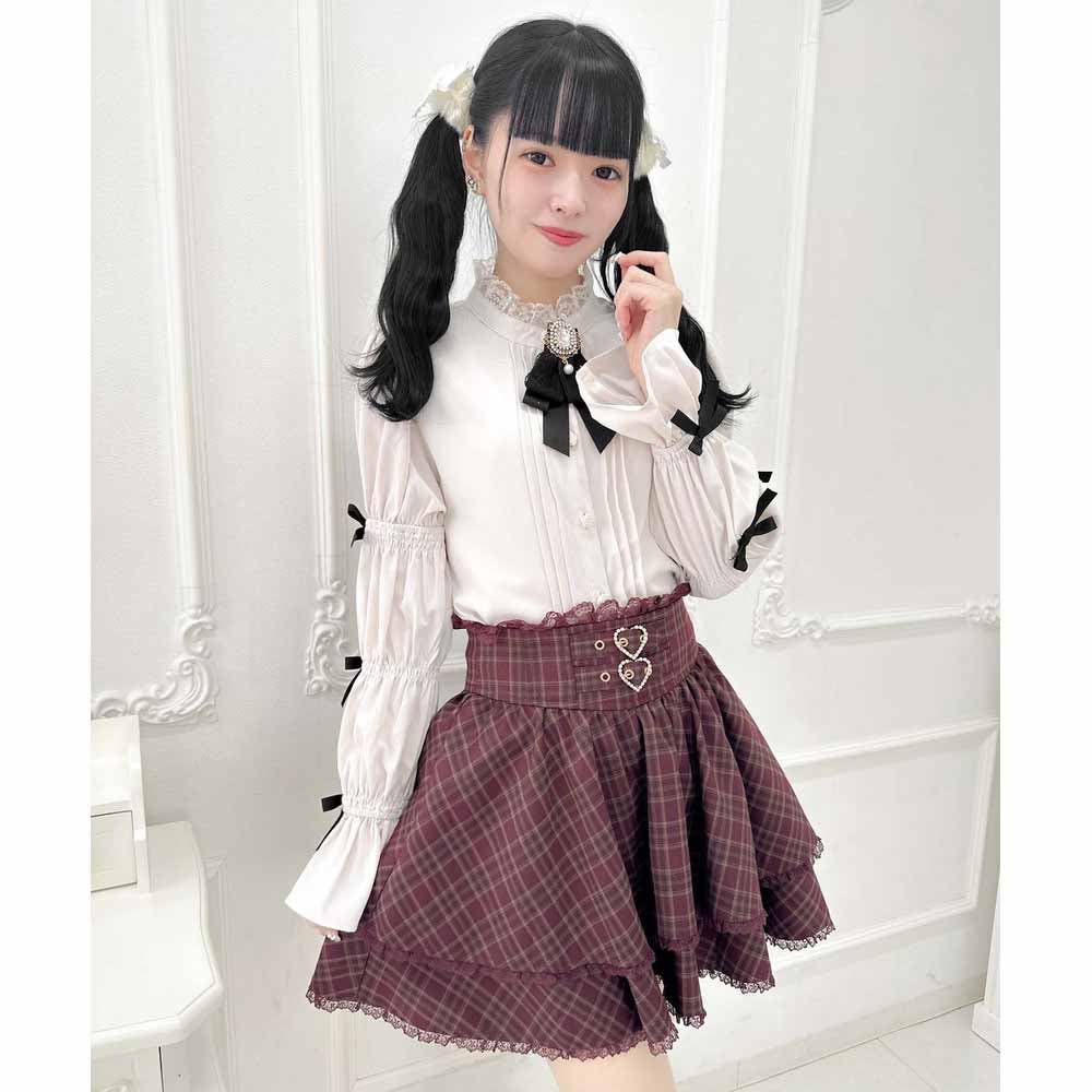 Triple Ribbon Jabot Shirring Blouse by Angelic Pretty