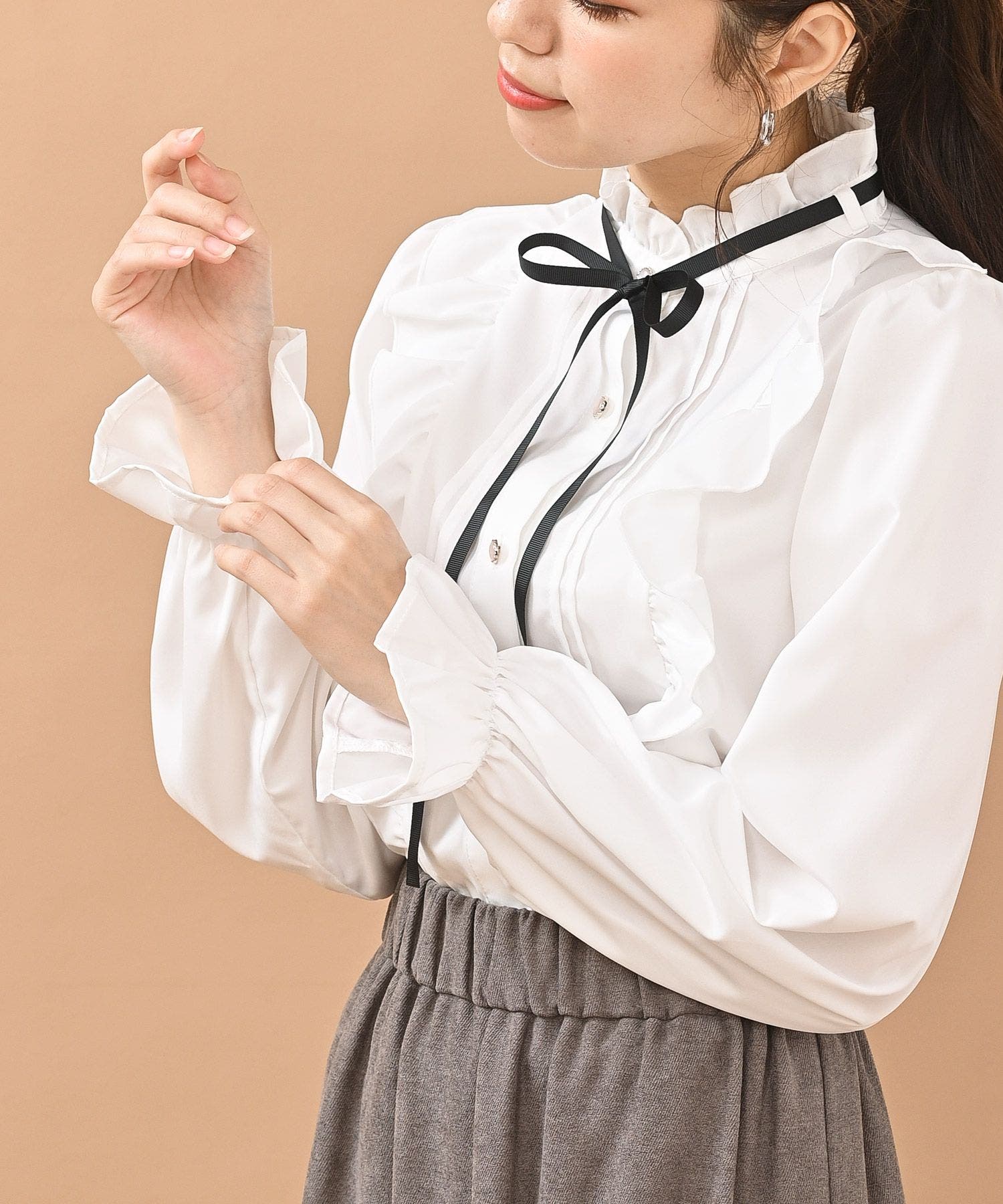 AMBIDEX Store △○80ボイルレース ピンタックラッフルケープ衿