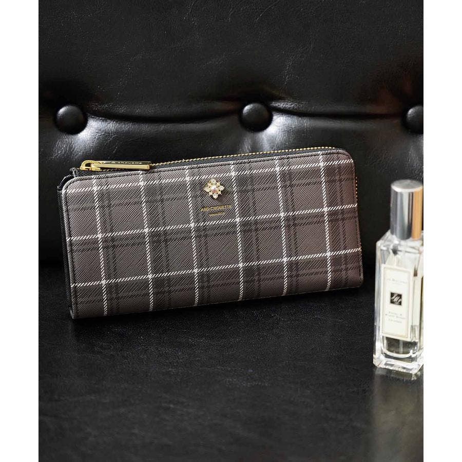 & chouette チェックビジュー L字ファスナー 長財布 チェックビジューL字ファスナー長財布[品番：STJW0008046]｜& chouette