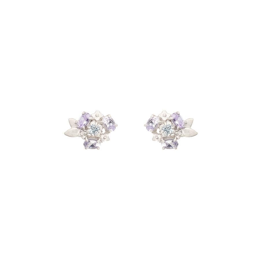 サマンサティアラ 蝶と花モチーフ ピアス 揺れるタイプ K18 紫陽花モチーフピアス(FREE SILVER PGメッキ): Samantha