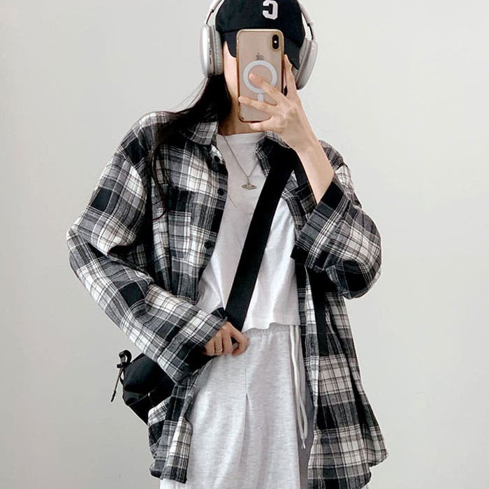 チェックシャツ レディース 長袖シャツ[品番：KH000014928