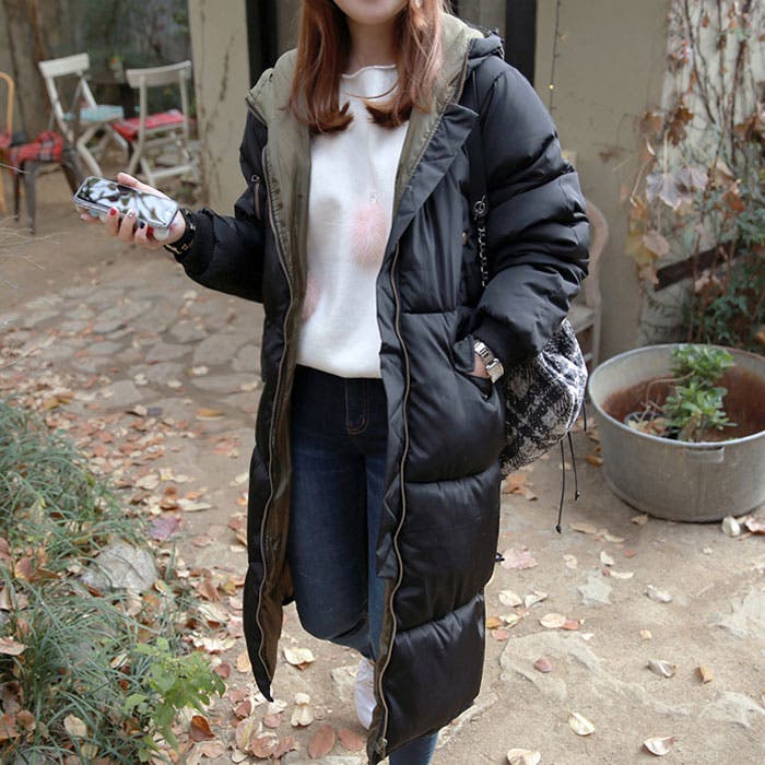 中綿入りジャンパー ロングジャンパー キルティング[品番：KH000001692