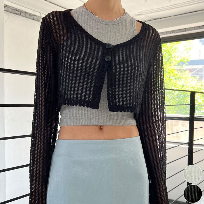 AMBIDEX Store △数字刺繍 クルーカーディガン(F グレー): l
