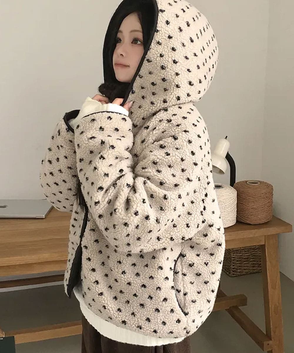 ドットボアフード付きアウター[品番：KH000015848]｜VIVID LADY