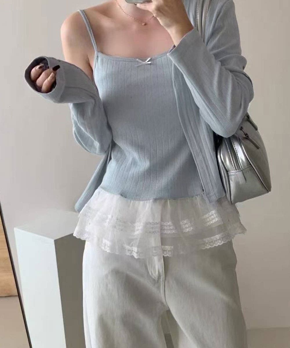 レースキャミソール カーディガン 2点セット[品番：KH000015344