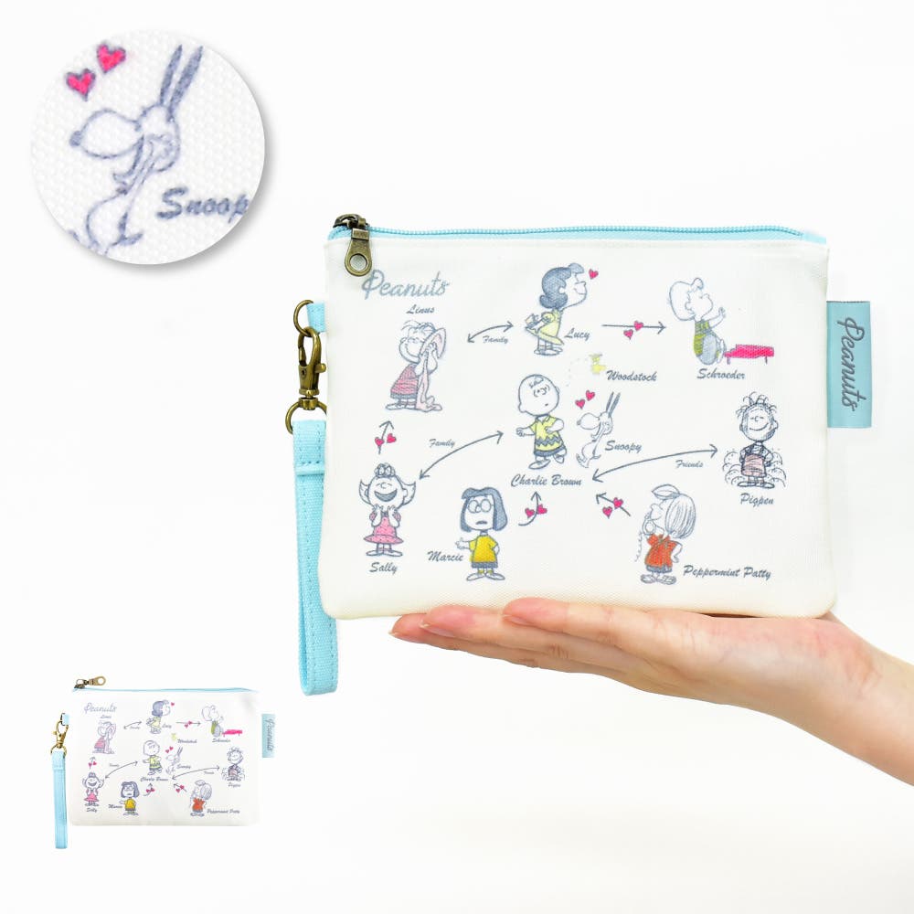 スヌーピー チャーリーブラウン ライナス 刺繍 ポーチ フラットポーチ  