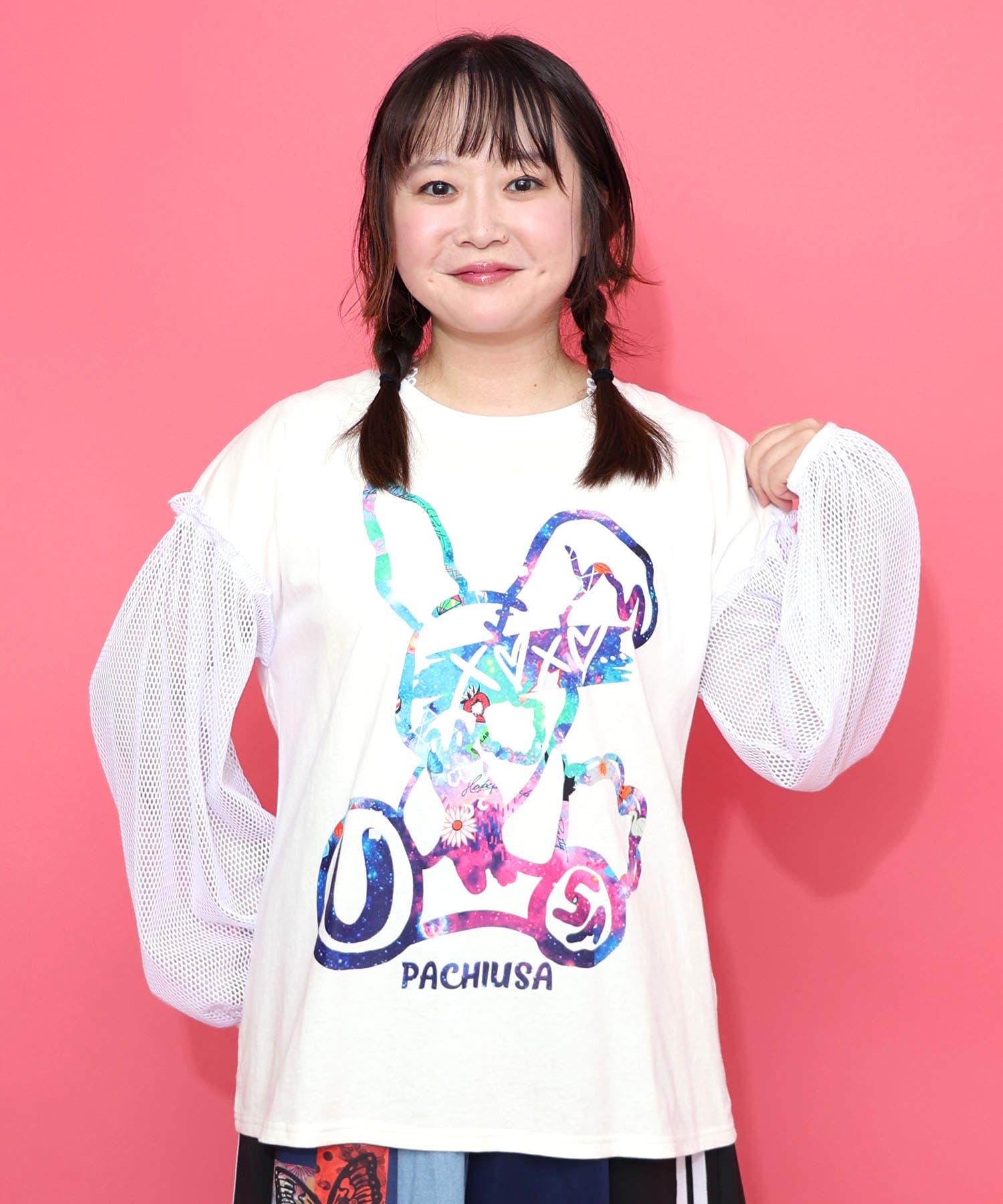 パチうさプリント メッシュ袖Tシャツ[品番：SRSW0000274]｜ScoLar