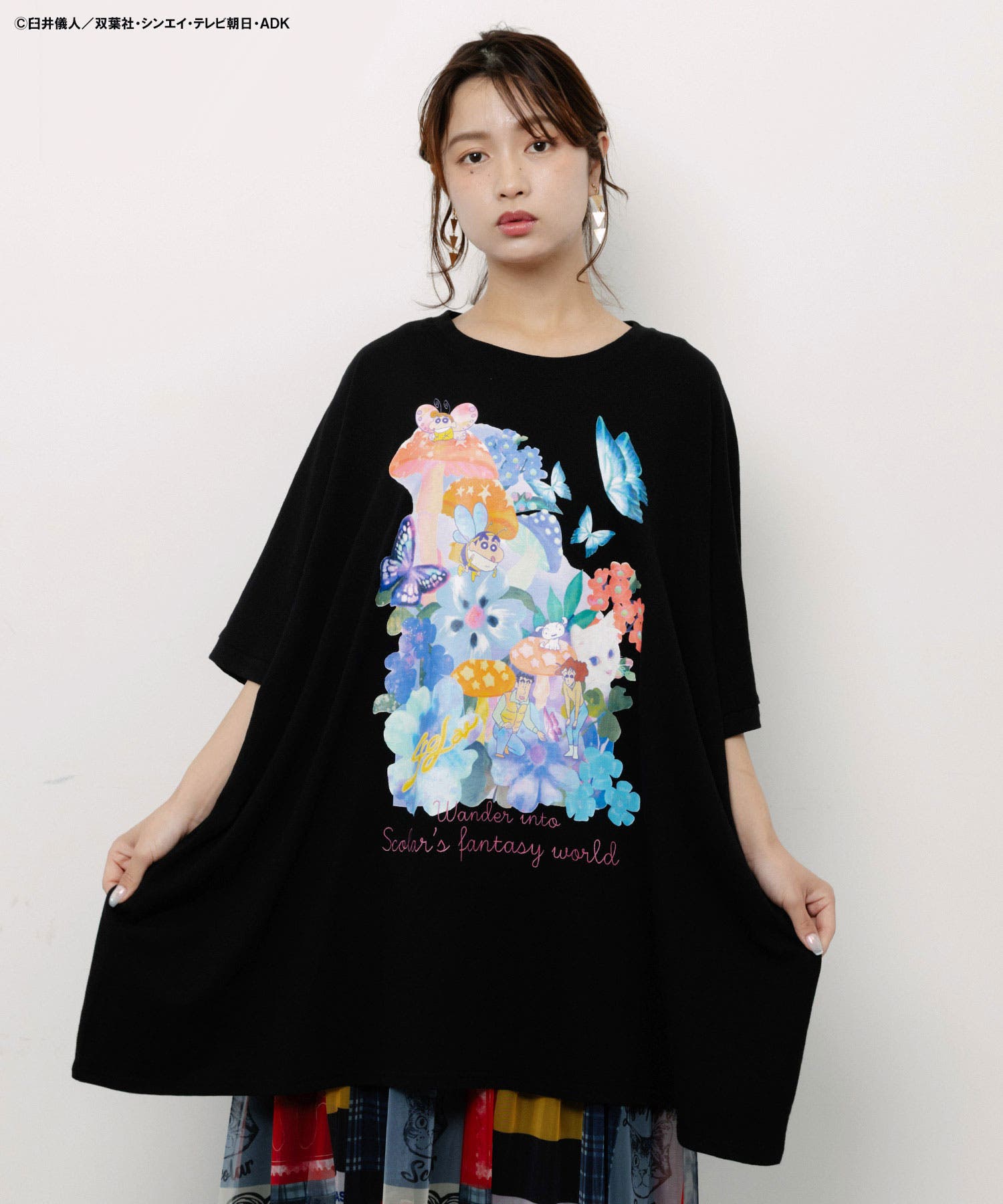 クレヨンしんちゃん×ScoLar メルヘン花柄チュニック[品番:SRSW0002640 クレヨンしんちゃん×ScoLar メルヘン花柄チュニック[品番:SRSW0002640