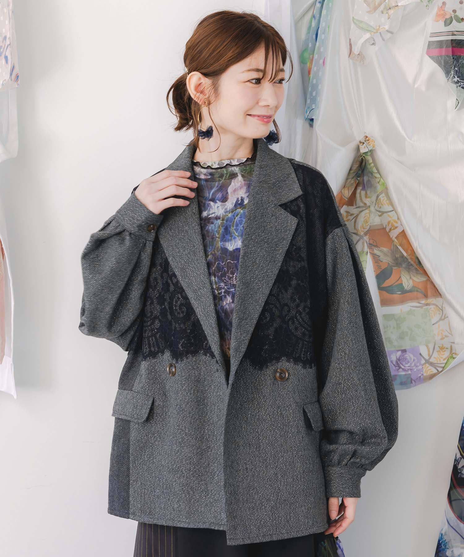 レースと蝶々の異素材切替ジャケット[品番：SRSW0000259]｜ScoLar