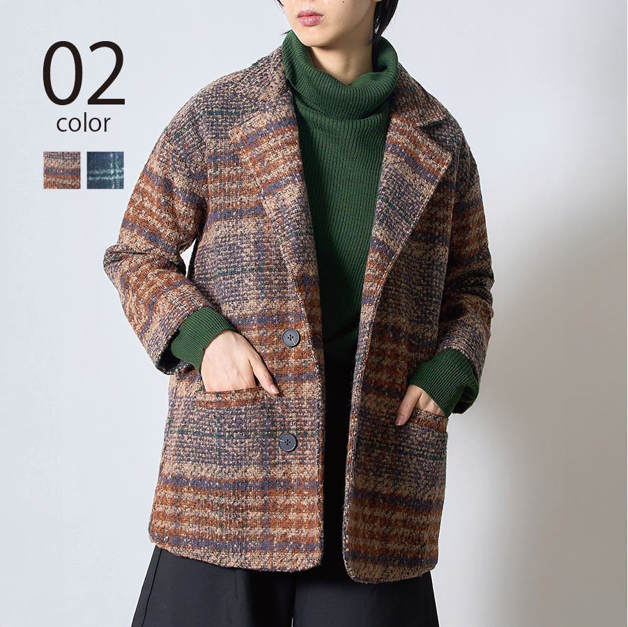 タータンチェックウールライクテーラードジャケット SCCH209