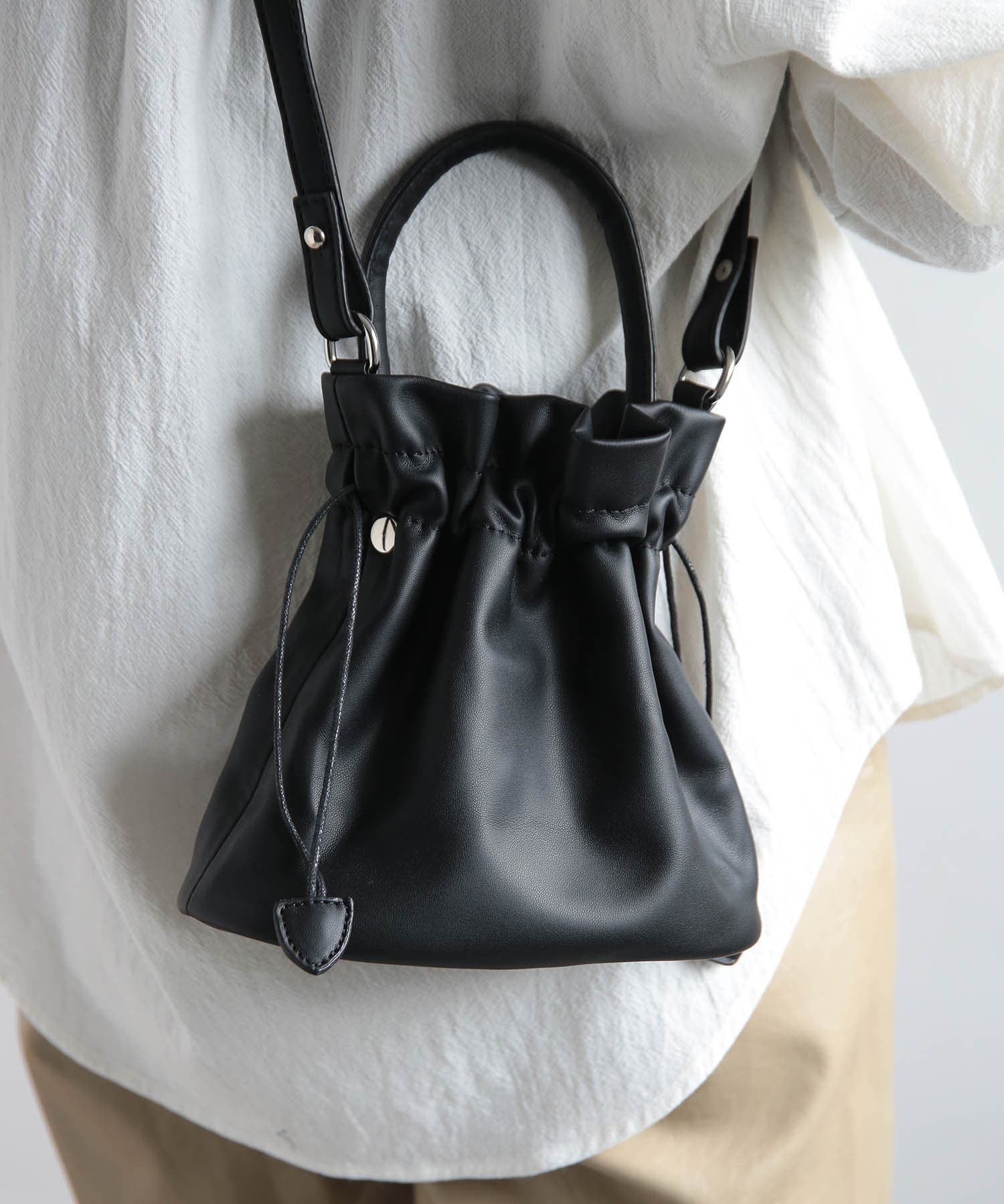 MAISON BREEZE】PUレザーワンハンドル2WAYミニショルダーバッグ…[品番