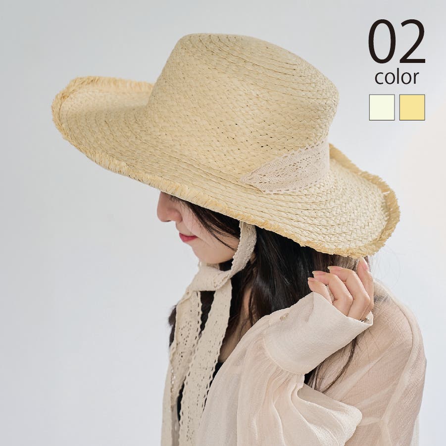 MAISON BREEZE】レースリボン付き麦わら帽子 KNF127[品番:TTMW0002520 MAISON BREEZE】レースリボン付き麦わら帽子 KNF127[品番:TTMW0002520