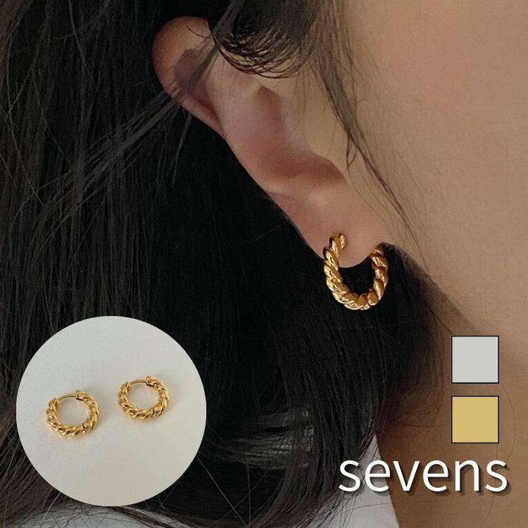 18k ねじれフープピアス セール】【選べる8タイプ】 ねじれフープピアス (両耳用