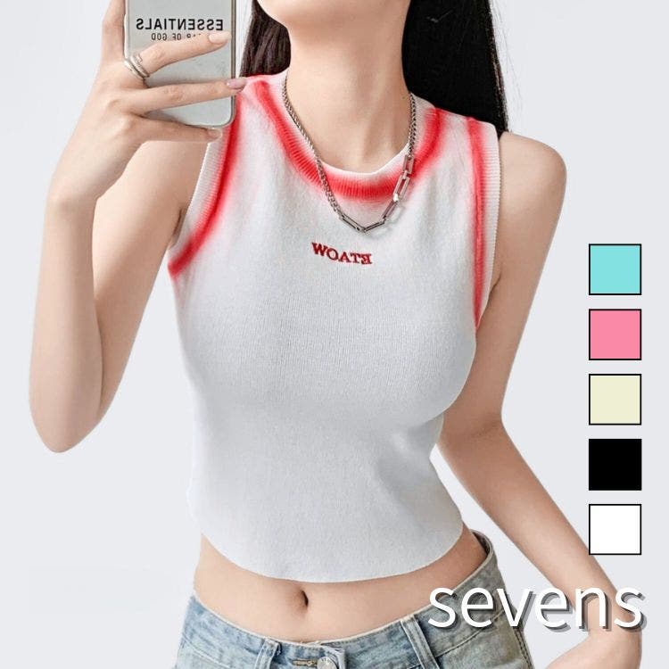 スプレーラインタンクトップ 韓国 ストリート[品番：ATYW0002561