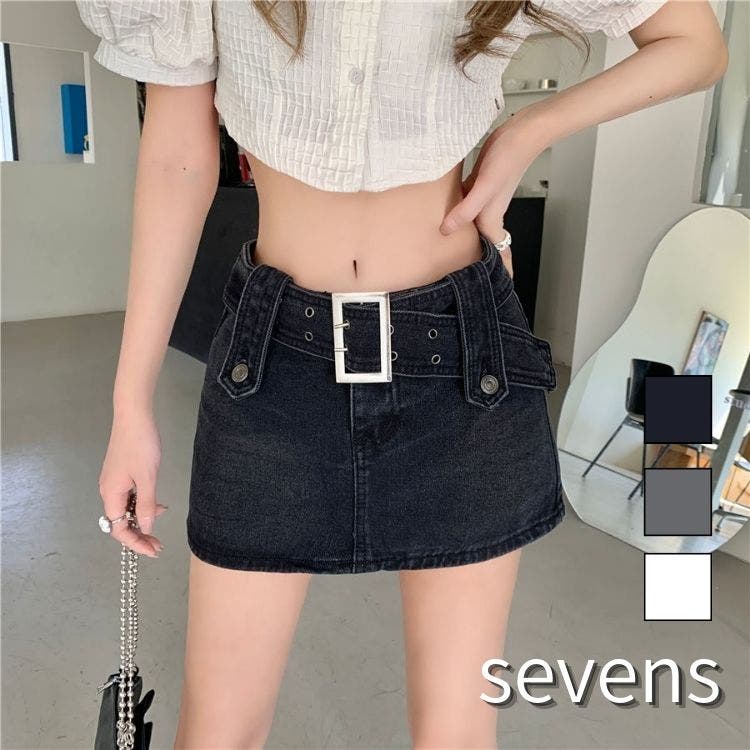 s/e/o 韓国ブランド　デニムスカート エスイーユー SEU サイドスリットデニムミニスカートパンツ