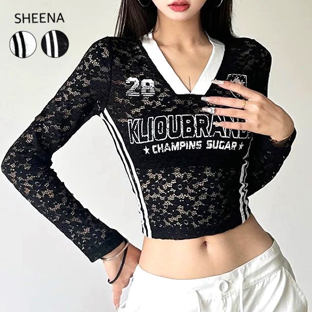 サイドラインゲームシャツレーストップス 春 夏[品番：SHNW0012202