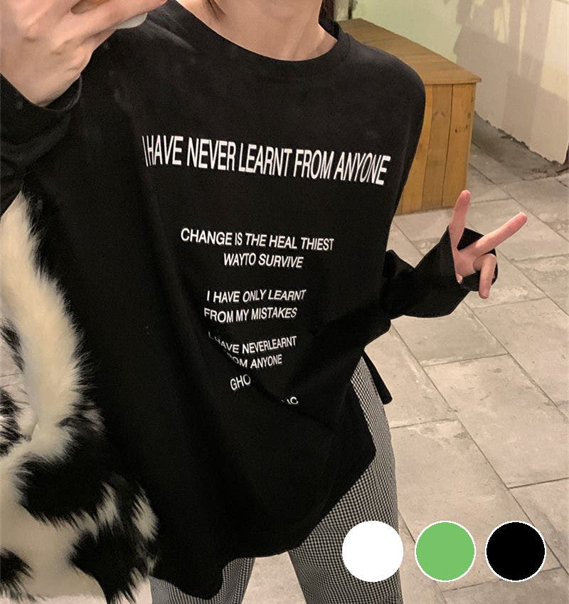 オーバーサイズフロントロゴロングTシャツ ビッグシルエット