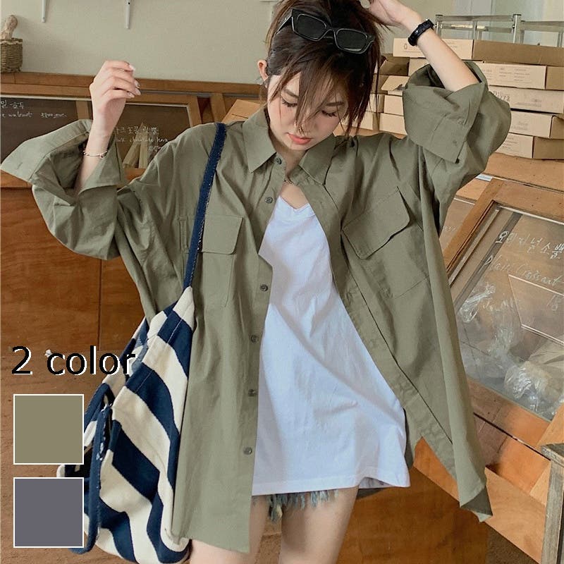 胸ポケット付きオーバーサイズシャツ[品番：SHNW0008964]｜LADY