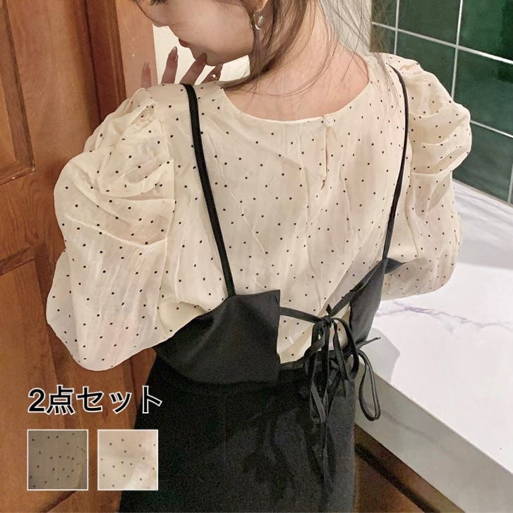 ビスチェ付きピンドットブラウス2点セット[品番：SHNW0010572]｜LADY