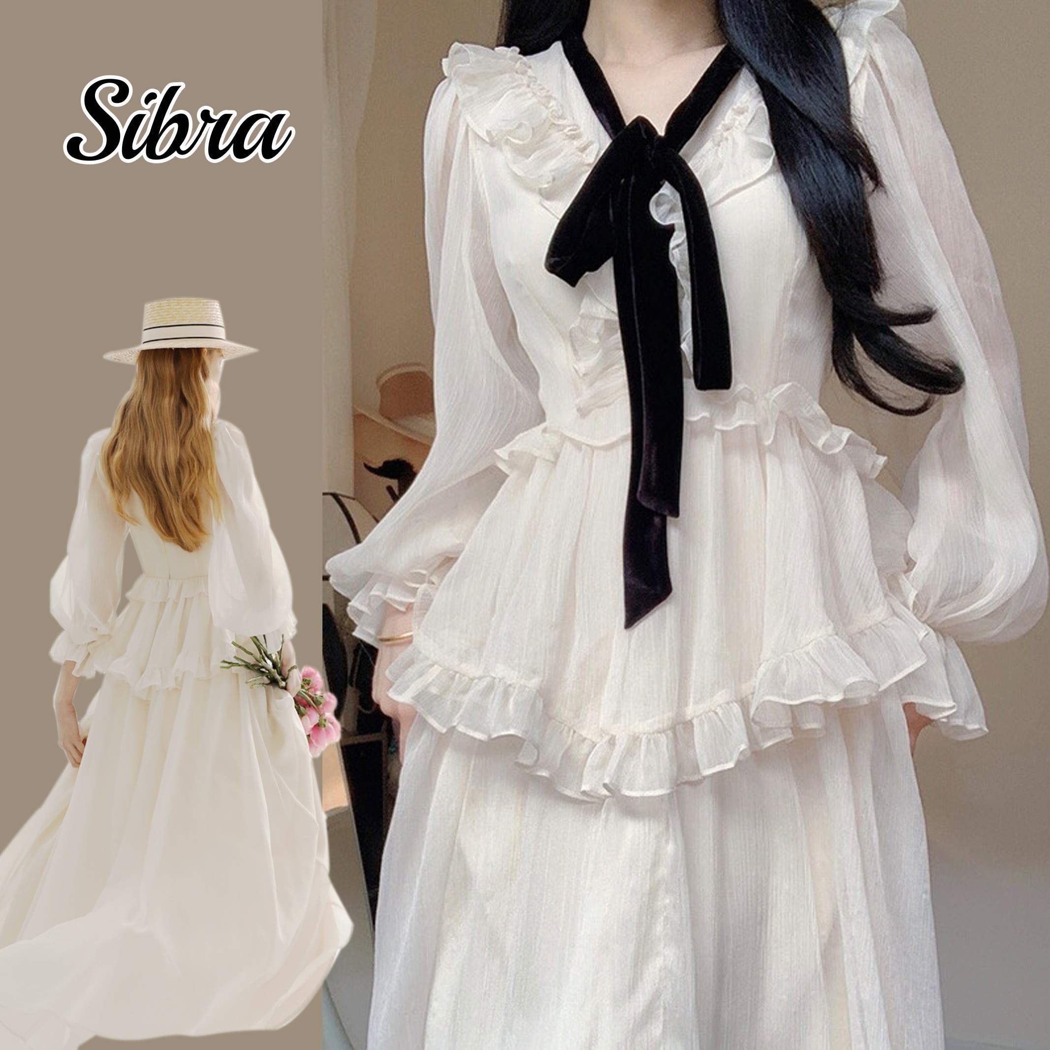 フリルデザインロングワンピース セクシー 夏服[品番：SHNW0009704