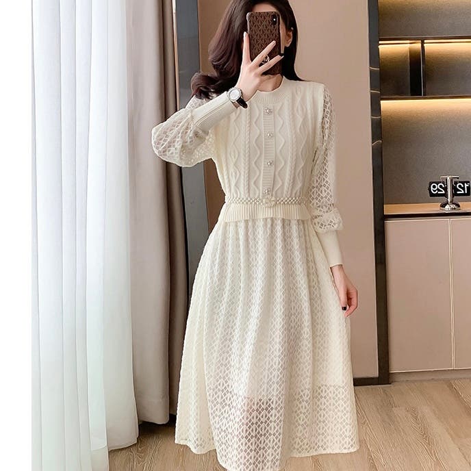 透かし編みニットワンピース セクシー 夏服[品番：SHNW0009980]｜Sibra