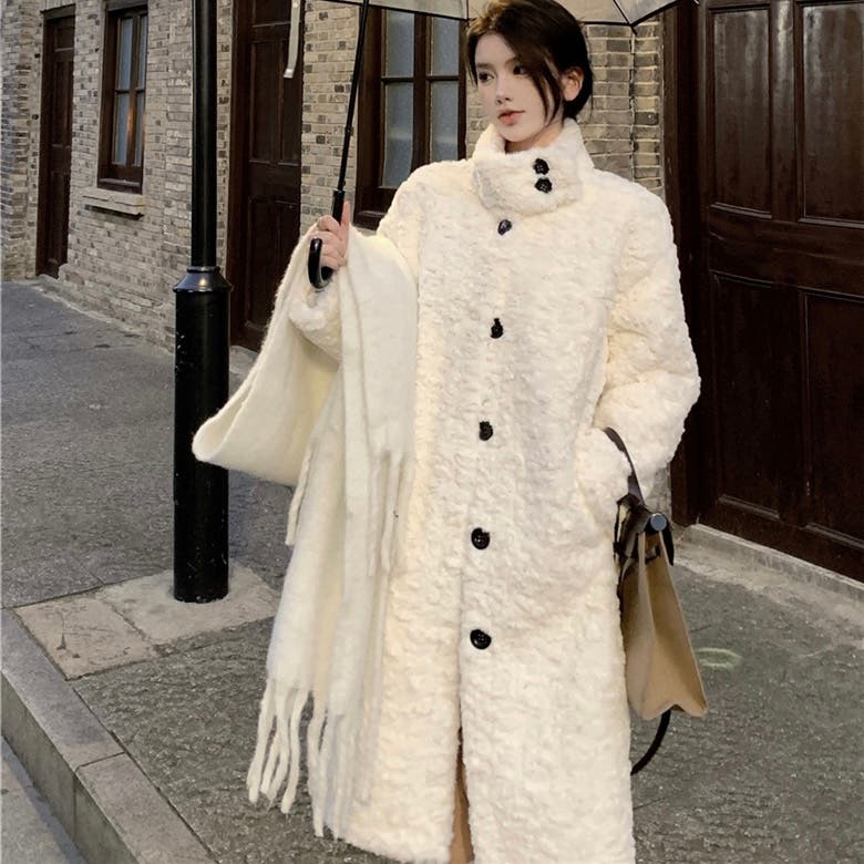 ファーロングコート 韓国ファッション ハイネック[品番：SHNW0008385