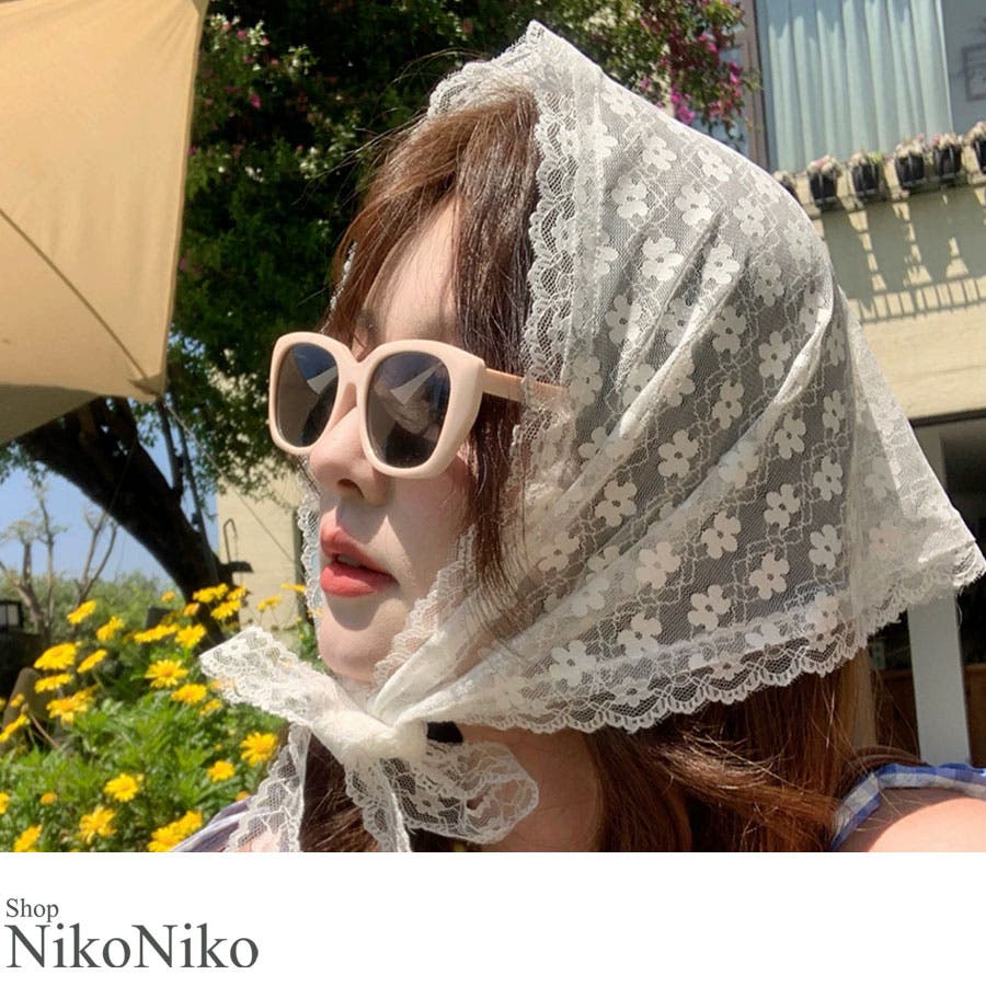 春新作 フラワーレース刺繍 バブーシュカ[品番：MG000008548