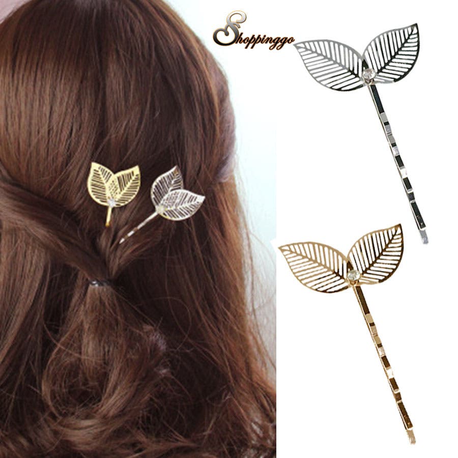 ヘアピン葉 1点入り キラキラヘアピン[品番：JRKW0004380