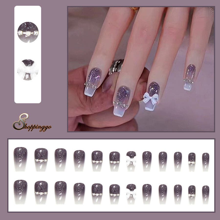 チェックリボン ネイルチップ ネイルチップ チェックネイル リボンネイル ネイルチップ（つけ