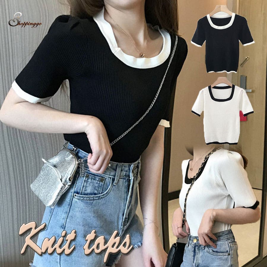 韓国ファッション 夏新作 サマーニットトップス[品番