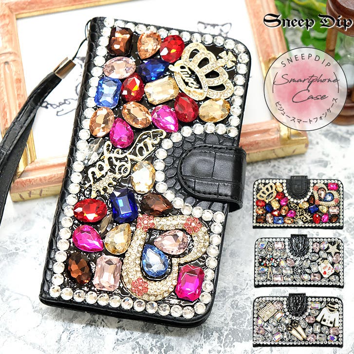 10035】ビジュー付艶スマホケース[品番：ASHW0000339]｜SneepDip