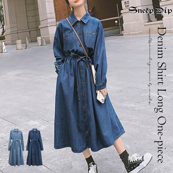 17280】デニムシャツロングワンピース [品番：ASHW0001387]｜SneepDip