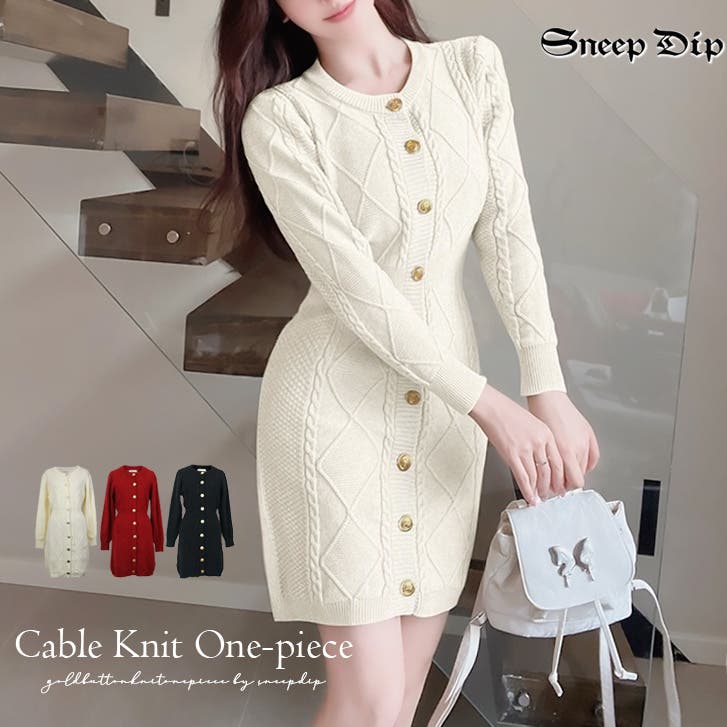 17460】ケーブル編みニットワンピース [品番：ASHW0001601]｜SneepDip