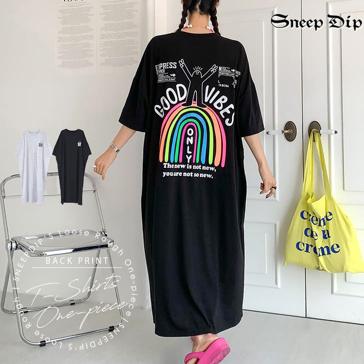 17531】バックプリントTシャツワンピース [品番：ASHW0001703