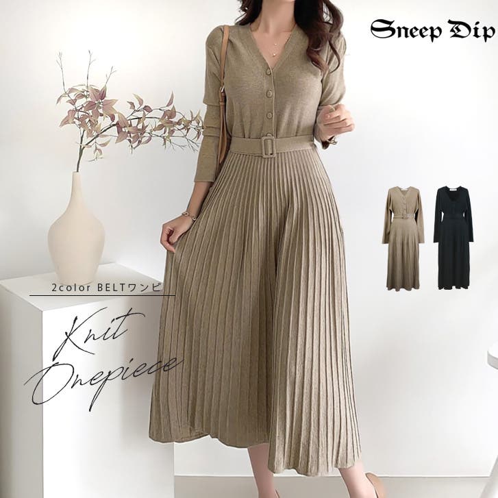 17618】プリーツニットワンピース [品番：ASHW0001812]｜SneepDip