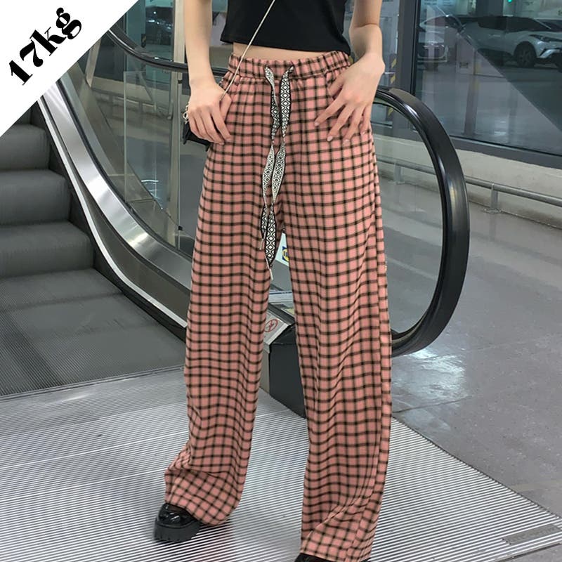 エム&キョウコ　チェック柄 ワイドパンツ Msize 赤字覚悟！処分セール】体型をおしゃれにカバーできるチェック柄