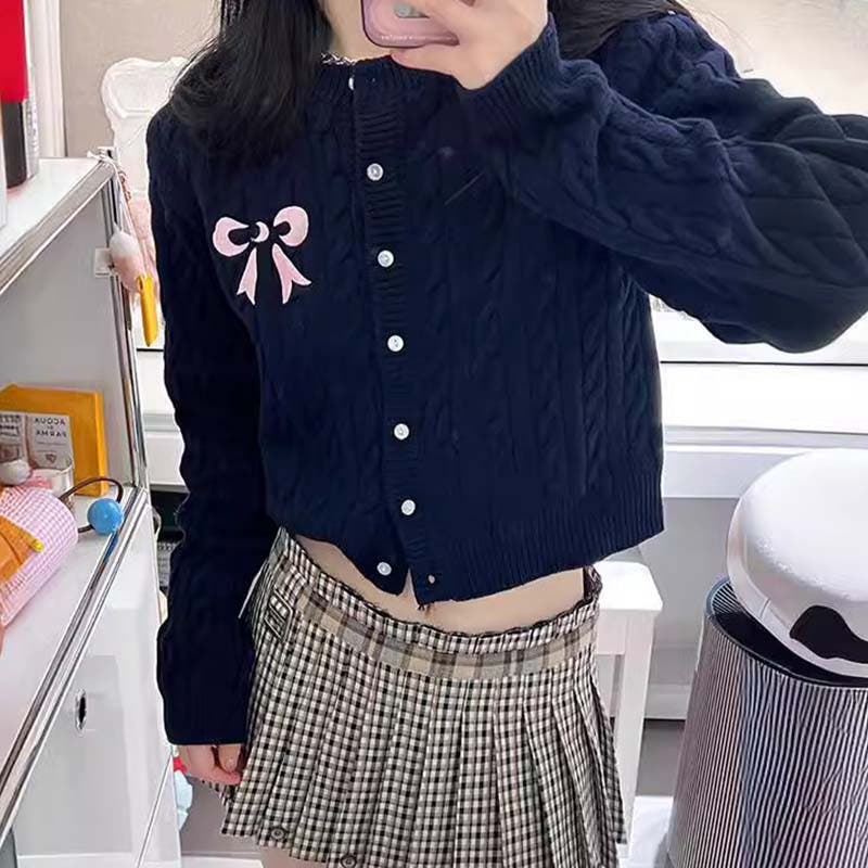 SHOPLIST限定】スウィートな学院風。ラウンドネックリボンカーディガン