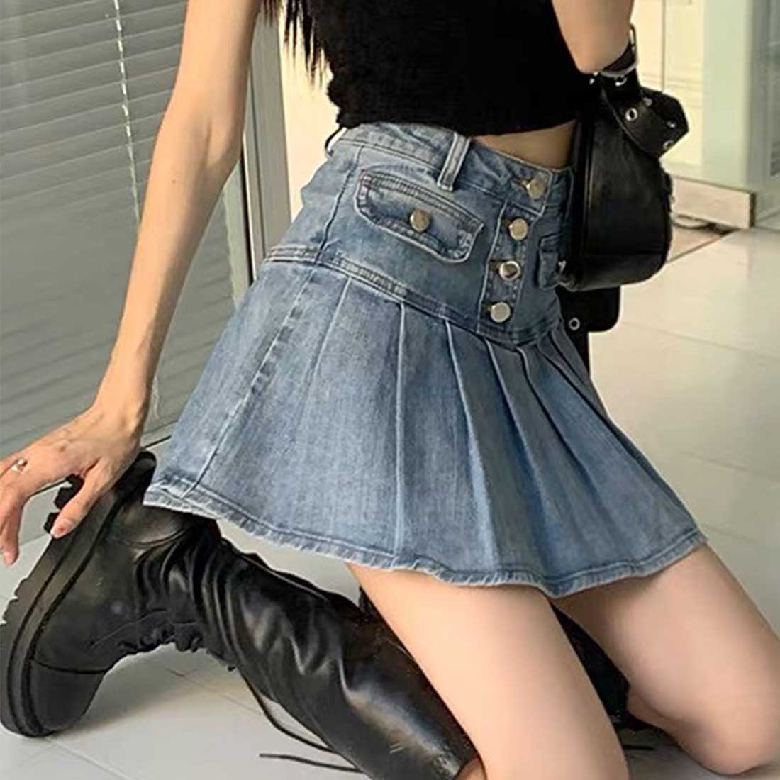 エックスガール デニムミニスカート S M ローライズ ルーズ
