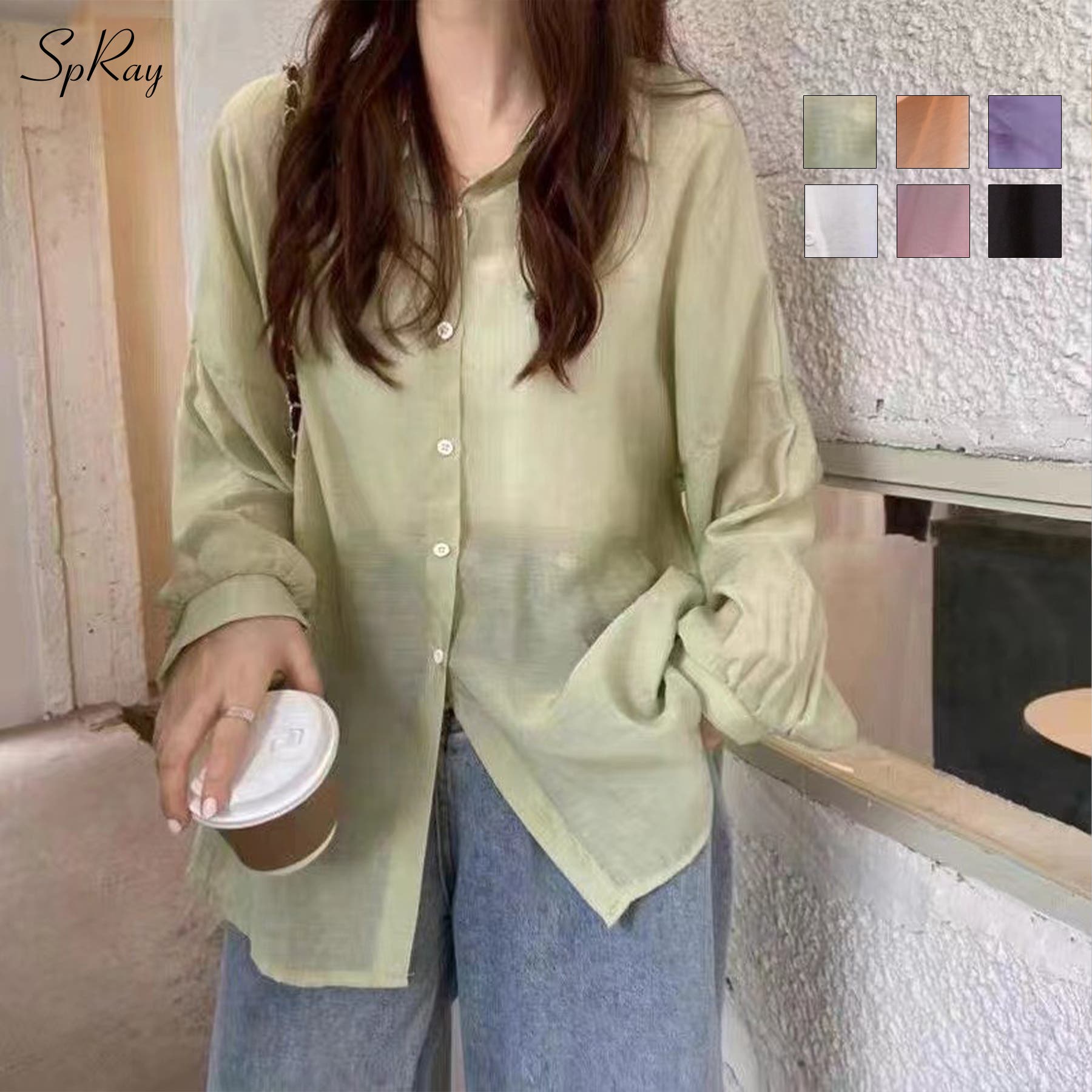 SERACE】Oversize side cord sheer shirt / オーバーサイズ