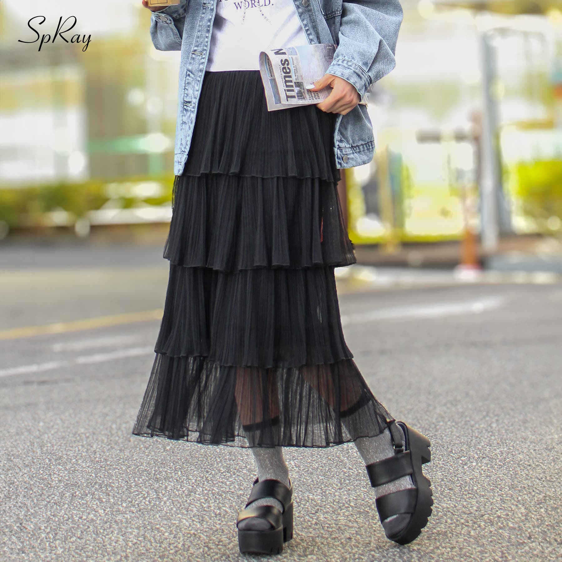 チュールティアードロングスカート[品番：SPRW0010413]｜SpRay