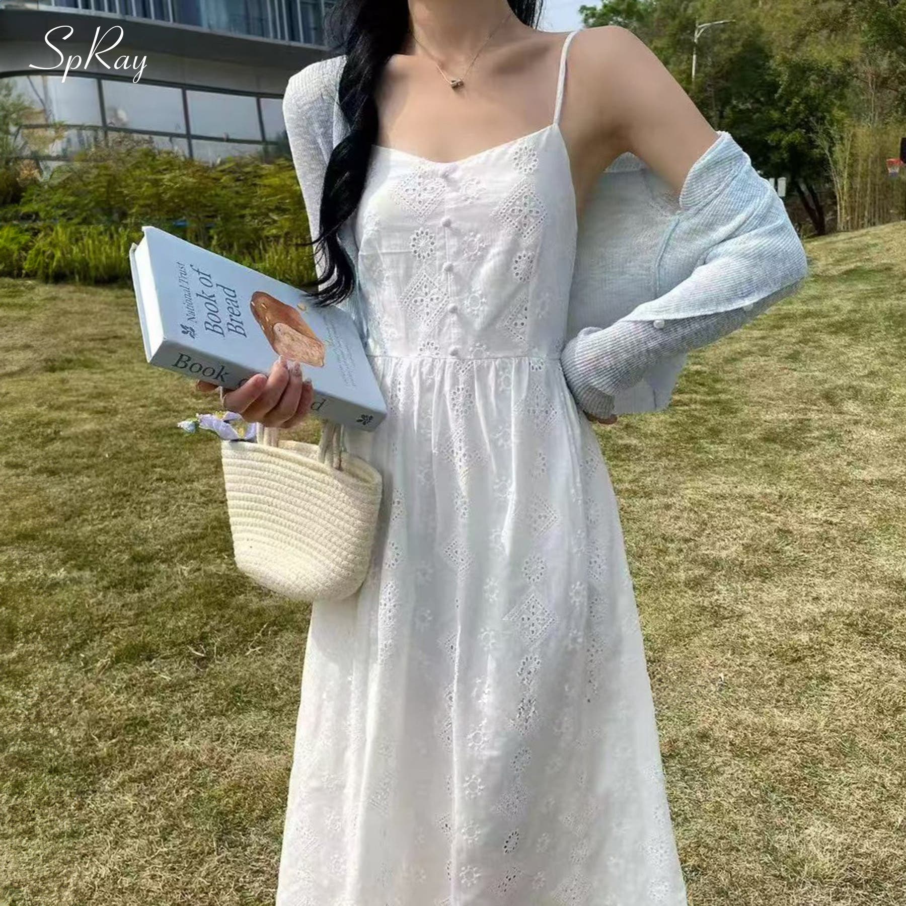 綿レースボタンキャミワンピース[品番：SPRW0010521]｜SpRay