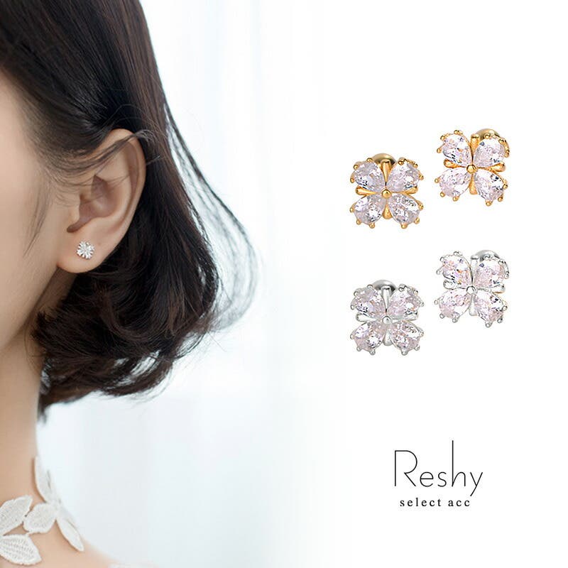 フォリフォリ クローバーハートキーピアス ピンクゴールド【両耳】 フォリフォリ(FOLLI FOLLIE)のピアス