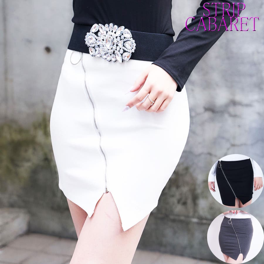 スーパーストレッチ入 フロントファスナーミニスカート セクシー[品番