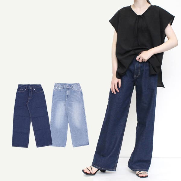 ジャパンデニムJAPAN DENIM ピンタックワイドストレートパンツ デニム ジェイダ GYDA 【TINY】H/W BOTH SIDE RIPPEDストレートワイド