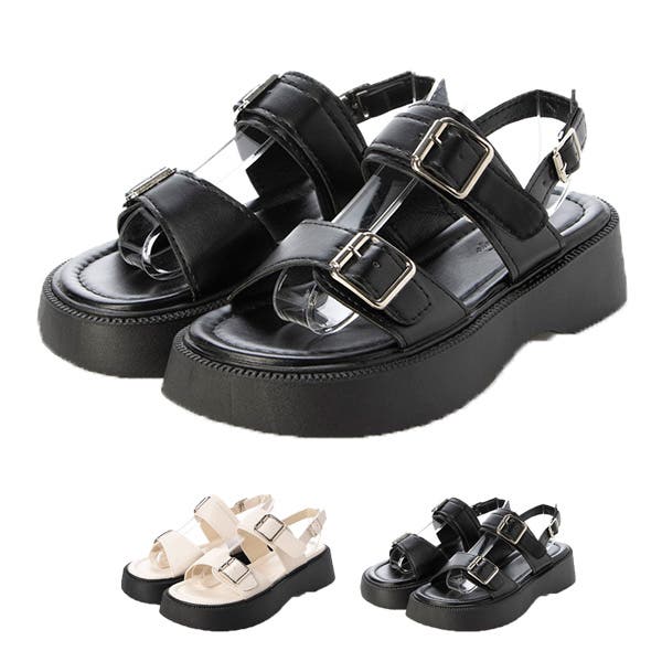 厚底サンダル ダブルベルト ゴムストラップ付き モード系 夏 sb-sandal421_1.jpg