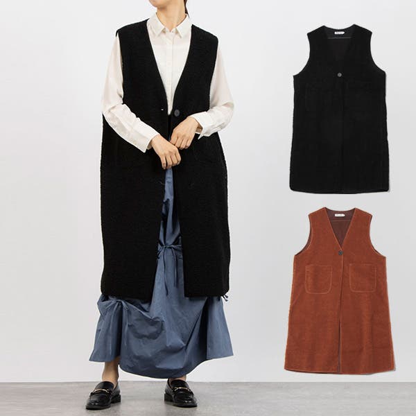 ベスト ボアベスト ノーカラー[品番：XV000021328]｜STYLEBLOCK